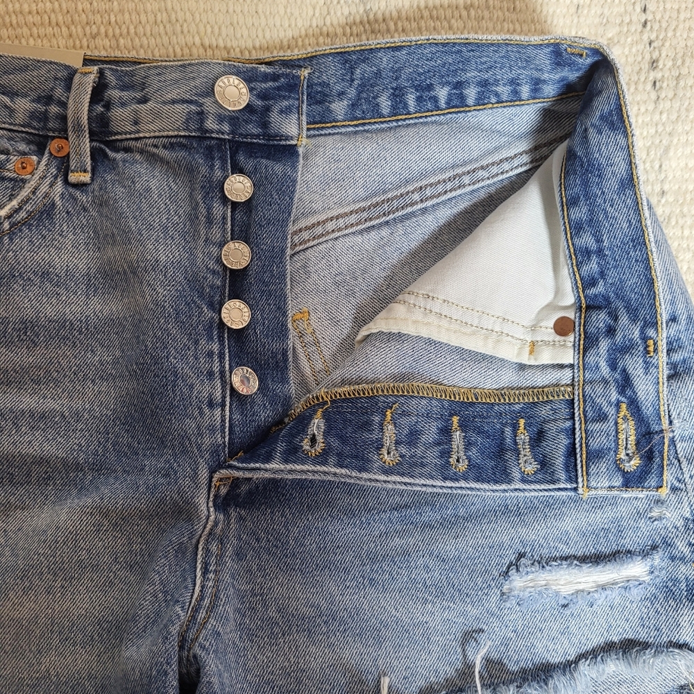 NWT Agolde Jaden High Rise Cut Off Short in Swapmeet Blue Sz 27 - Picture 4 of 11